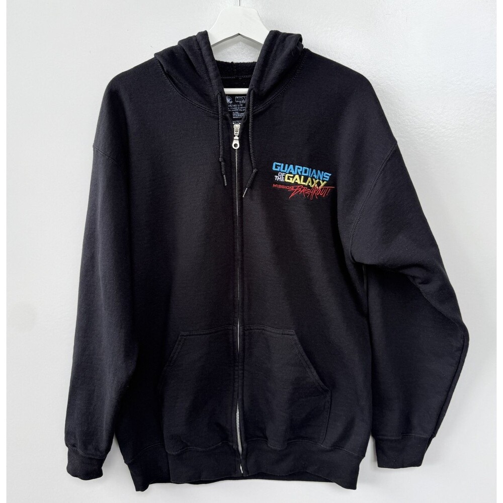 Guardians Galaxy Mission Breakout Hoodie Mens L Disney Marvel Black Full Zip